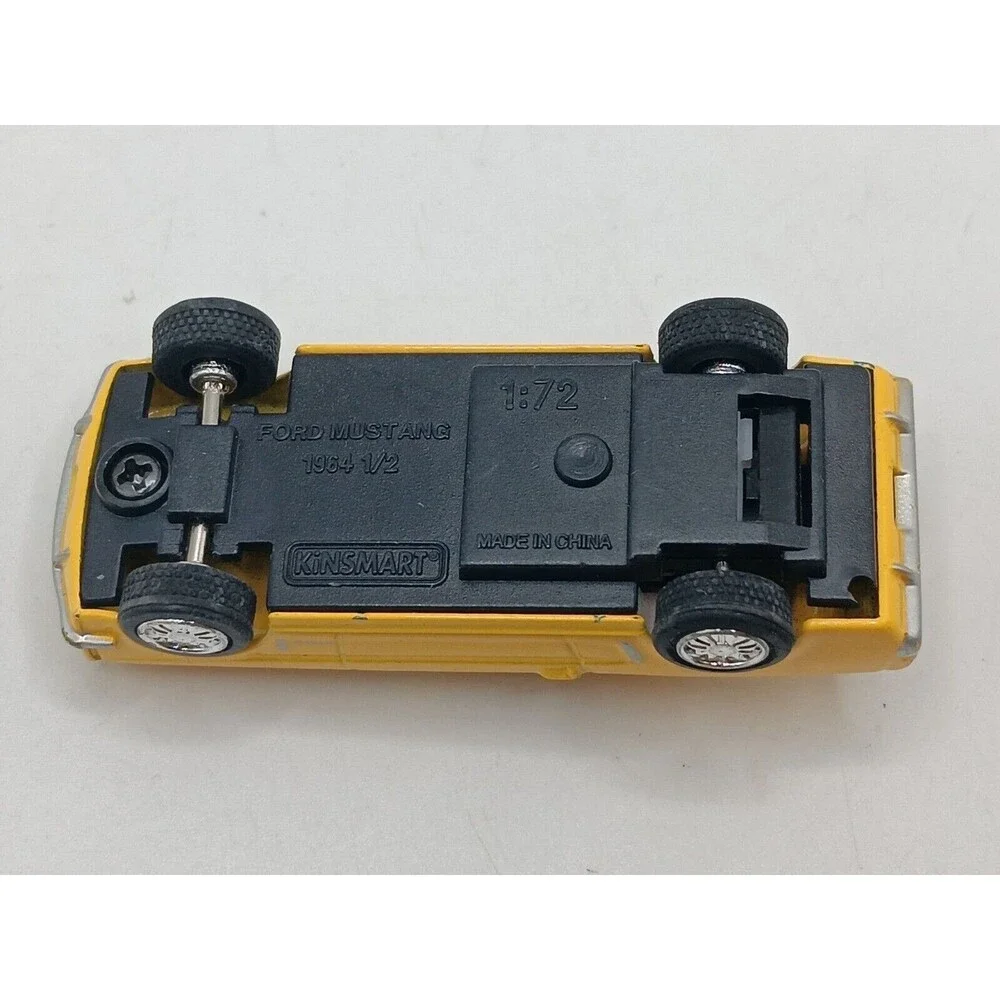 1964 1/2 Yellow Ford Mustang Kinsmart 1:72 Pullback Toy Car